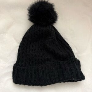 Old Navy Black Knit Hat with Pom Pom